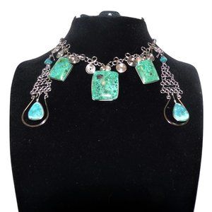 Chrysocolla Stone Necklace and Earrings Set